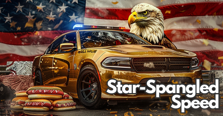 Join Nitro Type's Star-Spangled Speed season! Race from May 26 to September 1 with patriotic cars, trails, stickers, and more!